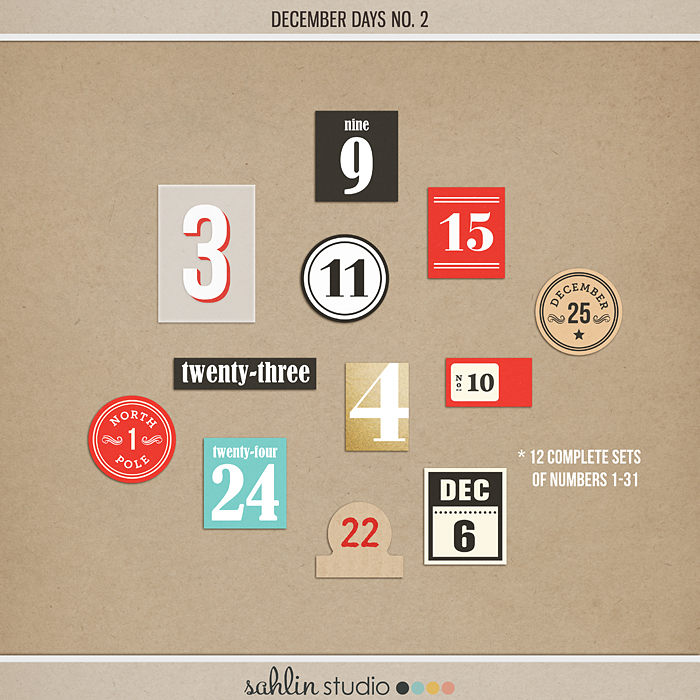 December Days No 2 - Digital Printable Scrapbooking Element Pack by Sahlin Studio - Perfect for your Project Life or December Daily albums!!