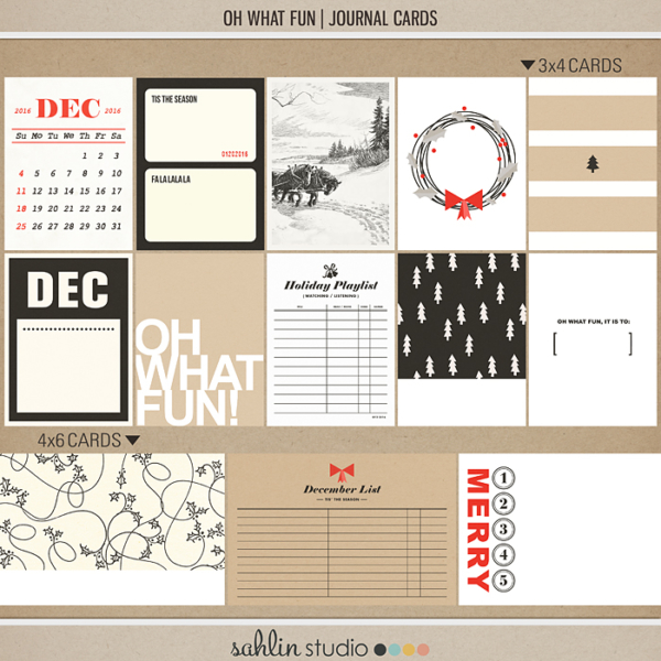 Oh What Fun - Digital Printable Scrapbooking Journal Card Pack by Sahlin Studio - Perfect for your Project Life or December Daily albums!!