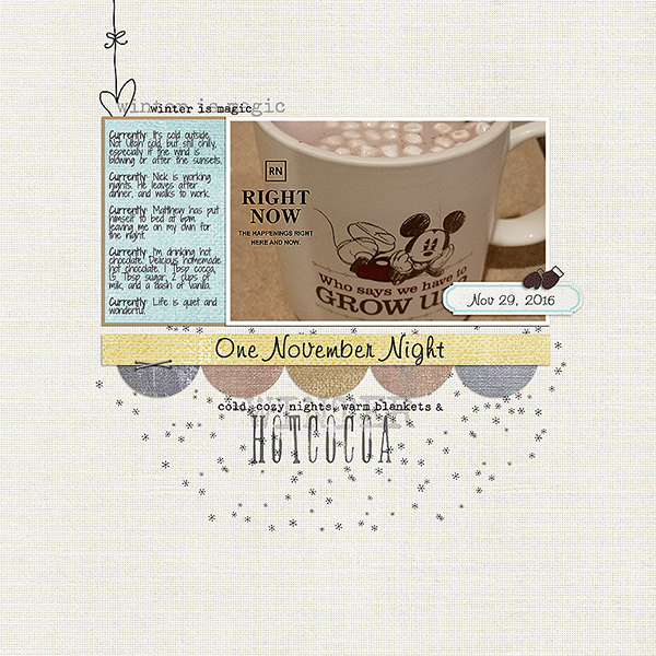 Right Now scrapbooking layout using Photo Journal Templates by Sahlin Studio