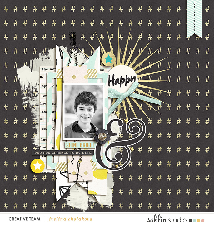 digital scrapbook layout created by damayanti featuring Shine Bright and January 2017 FREE Template by Sahlin Studio