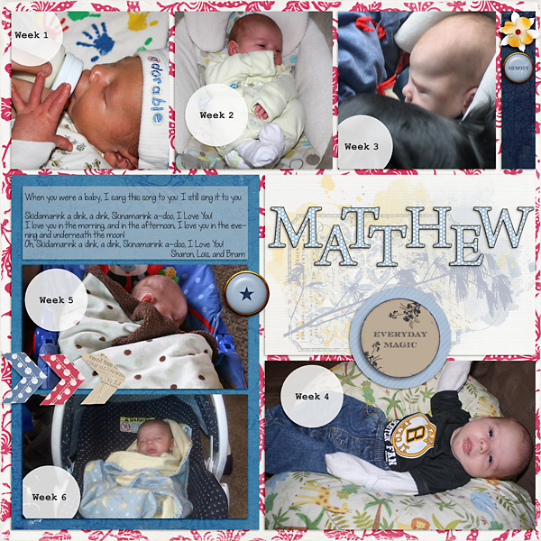 Cute digital scrapbooking page Photo Rounds - Days Weeks by Sahlin Studio 