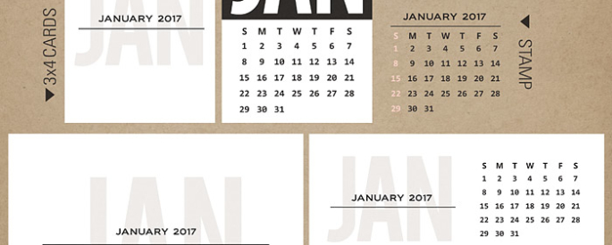 2017 Calendar Journal Cards and Stamps by Sahlin Studio