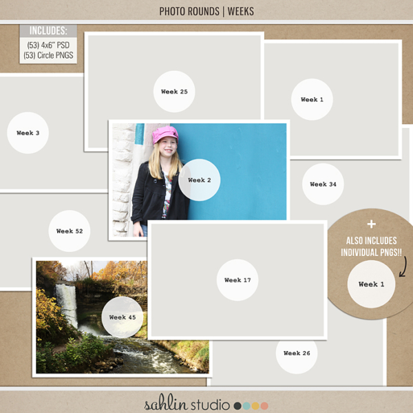 Photo Rounds - Weeks by Sahlin Studio - Perfect for your Project Life album or photo overlays on pictures!!