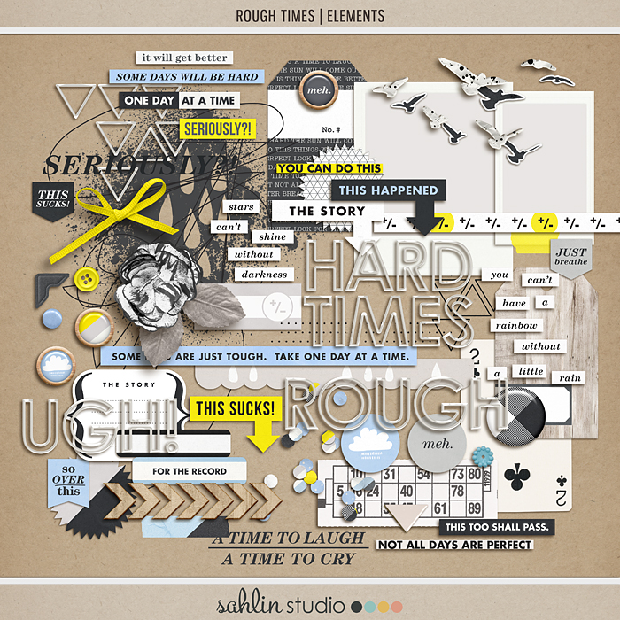 Rough Times | Elements by Sahlin Studio - Perfect for documenting those Sad, Bad Days, Tough and Hard Times in your Project Life album!