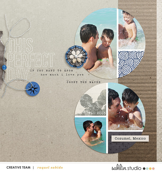 Swimming digital scrapbooking layout created featuring May 2016 Template by Sahlin Studio