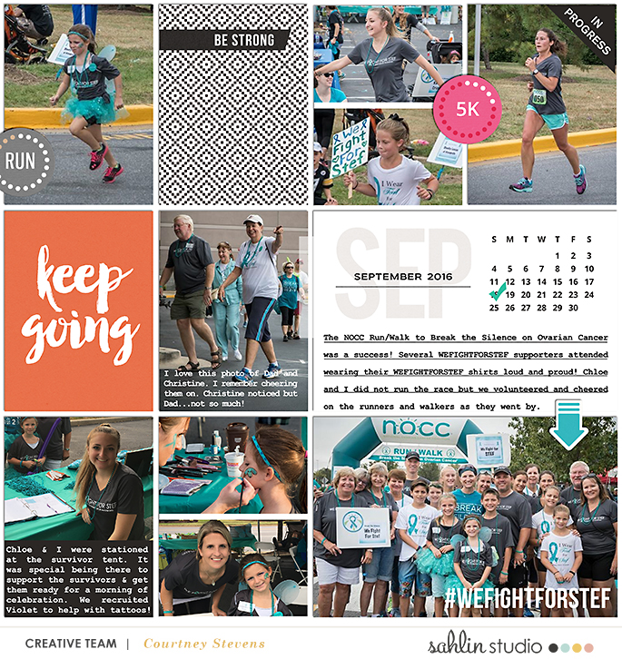 Keep Going 5K Race Run - Digital Scrapbooking layout using Clean Lined Pocket Templates - It keeps all the clean lines of the classic pocket templates, but with more visual interest to keep things exciting!