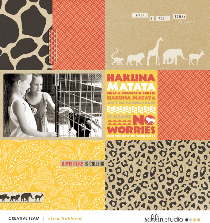 Having a Wild Time with Animals - Digital Scrapbooking layout using Clean Lined Pocket Templates - It keeps the clean lines of the classic pocket templates we know, but with more visual interest to keep things exciting! 