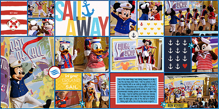 Disney Cruise - Digital Scrapbooking layout using Clean Lined Pocket Templates - It keeps all the clean lines of the classic pocket templates, but with more visual interest to keep things exciting!