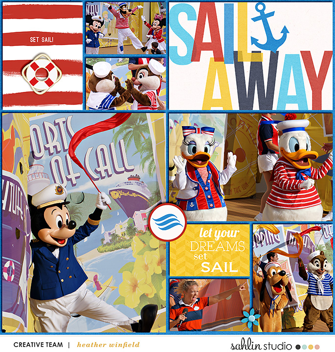 Disney Cruise - Digital Scrapbooking layout using Clean Lined Pocket Templates - It keeps all the clean lines of the classic pocket templates, but with more visual interest to keep things exciting!