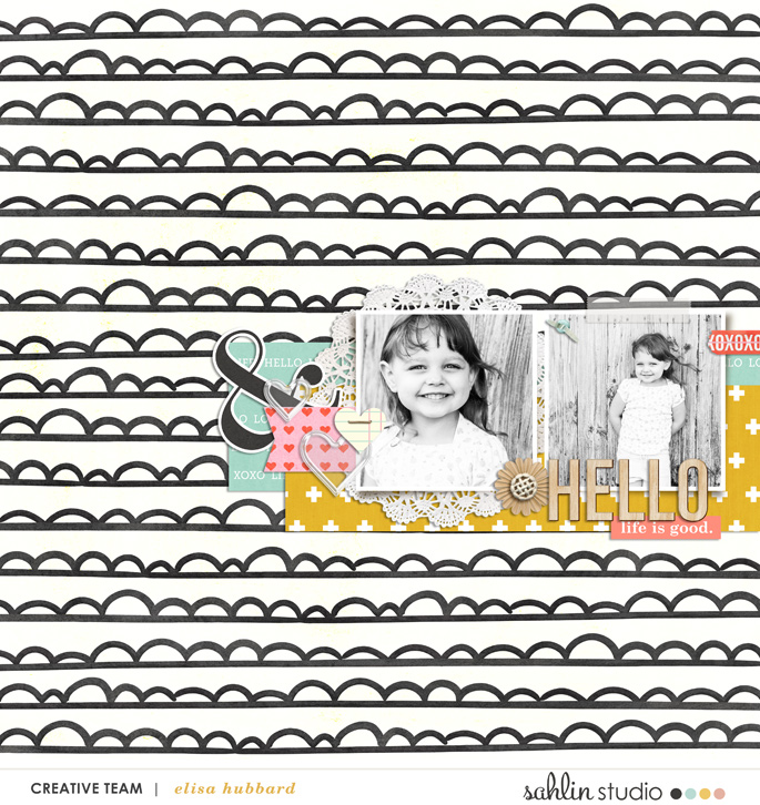 digital scrapbooking layout created by EHStudios featuring Hello Kit Sampler by Sahlin Studio