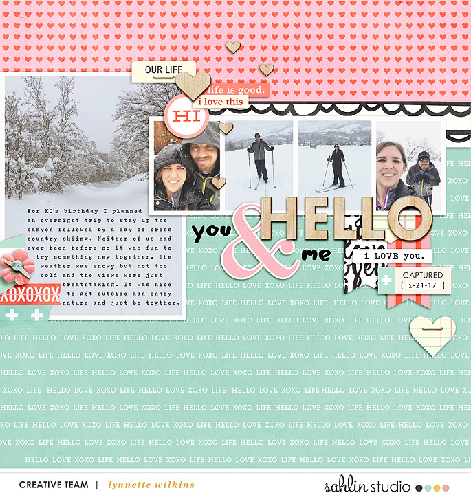 digital scrapbooking layout created by lynnette featuring Hello Kit Sampler by Sahlin Studio