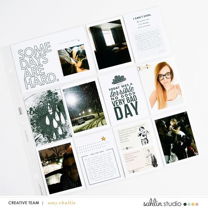 Some Days are Hard - Terrible No Good Day Project Life page using Rough Times by Sahlin Studio