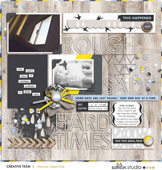 Rough Hard Times digital scrapbooking page using Rough Times by Sahlin Studio