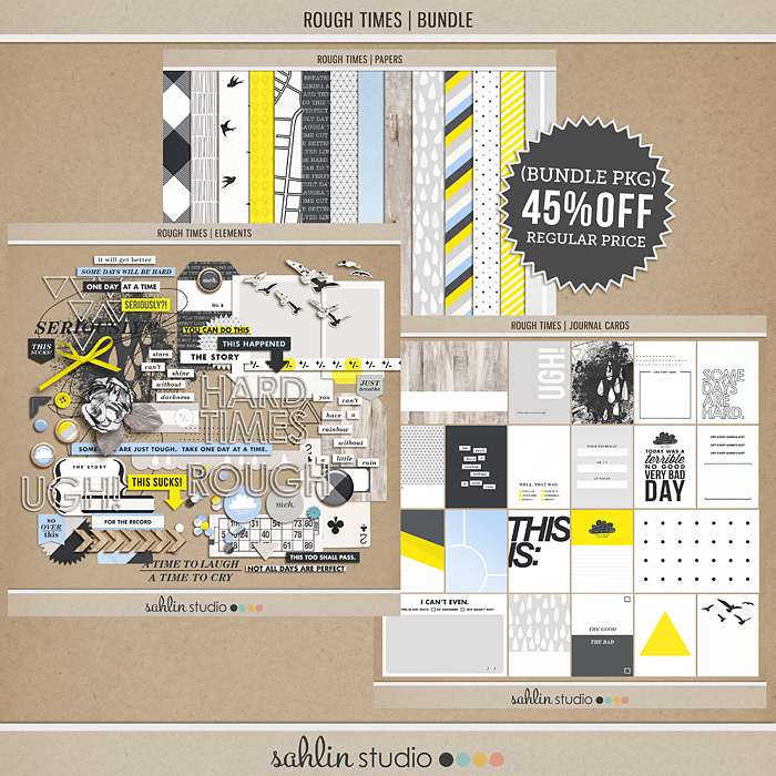 Limited Time** Rough Times | BUNDLE by Sahlin Studio - Perfect for documenting those Sad, Bad Days, Tough and Hard Times in your Project Life album!