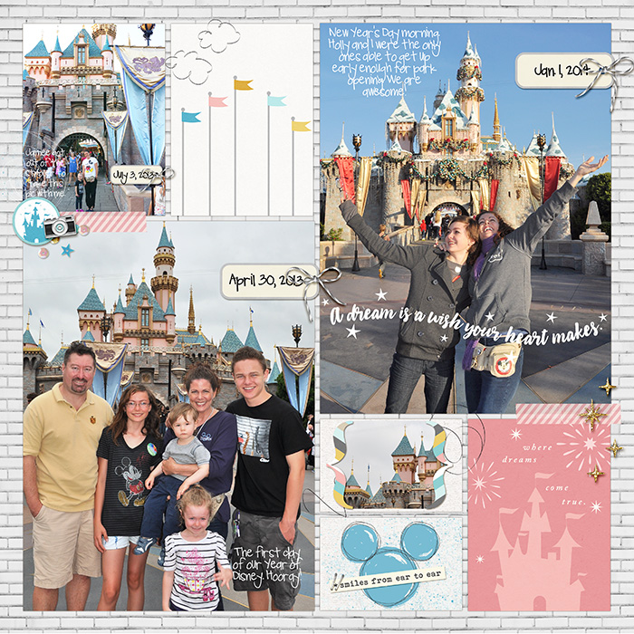 Disneyland Castle digital project life page using Project Mouse: Artsy and Beginnings by Sahlin Studio and Britt-ish Designs