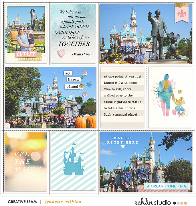 Disney Project Life layout using Project Mouse: Beginnings Kit and Journal Cards by Sahlin Studio and Britt-ish Designs