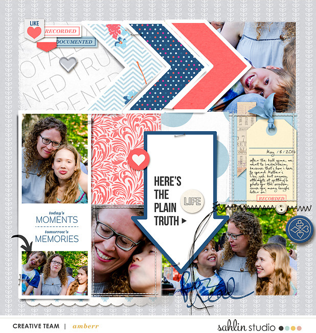 Here's the Plain Truth digital scrapbooking layout using For Real Kit by Sahlin Studio