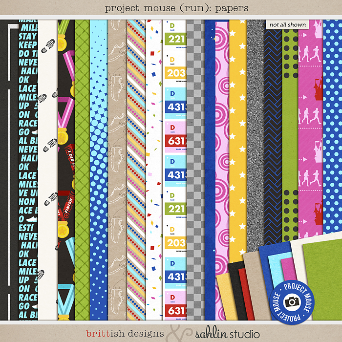 Project Mouse (Run) Papers by Britt-ish Designs and Sahlin Studio - Perfect for your magical races, runs, marathons and exercise in your Digital Scrapbooks or Project Life or Project Mouse albums!