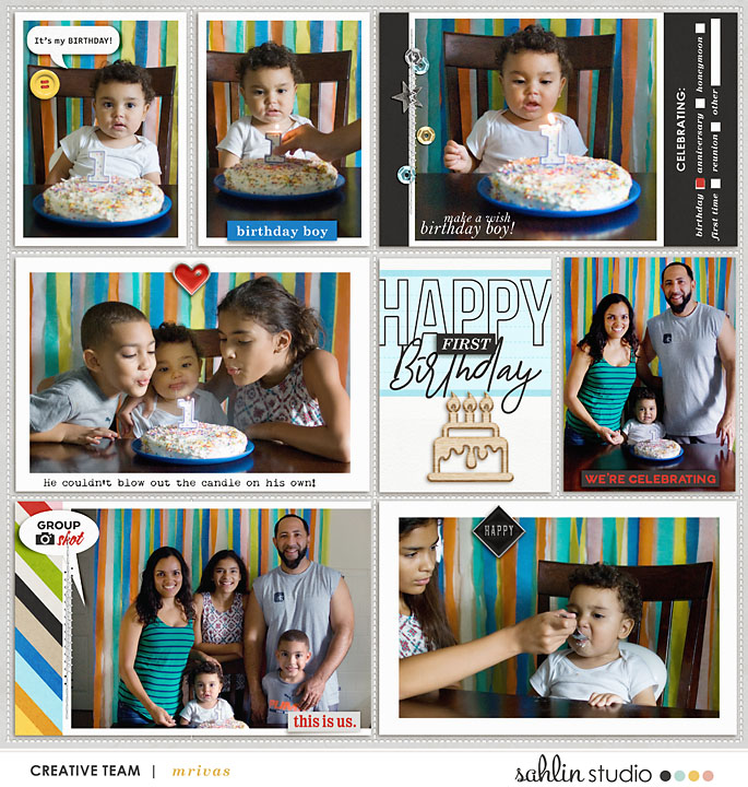 Happy Birthday digital project life page using Project Mouse (Celebrate) by Britt-ish Designs and Sahlin Studio