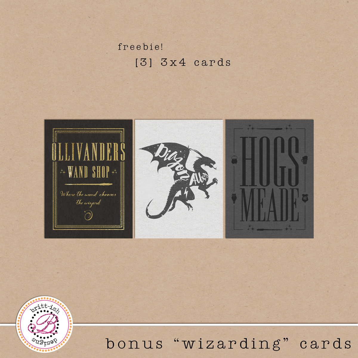Bonus "Wizarding" Journal Cards by Britt-ish Designs - Perfect for documenting your Project Life, Harry Potter, Wizarding World moments!!
