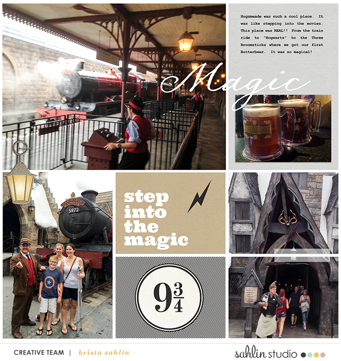 Harry Potter Wizarding World Hogwarts Express digital project life page using Project Mouse (Wizarding) by Britt-ish Designs and Sahlin Studio