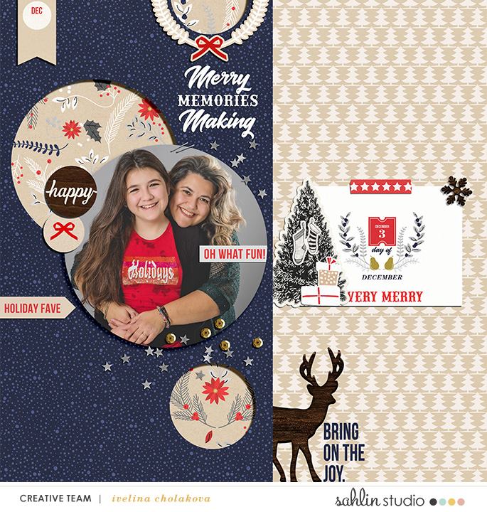 Christmas Merry Making Memories digital scrapbooking layout using December collection by Sahlin Studio