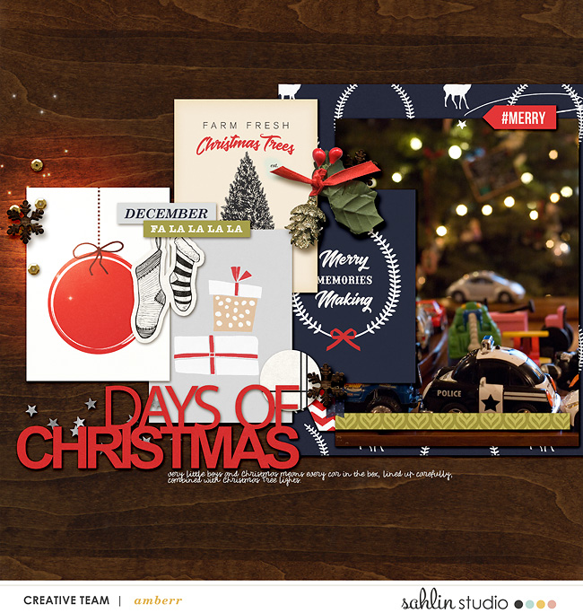 Days of Christmas digital scrapbooking layout using December collection by Sahlin Studio