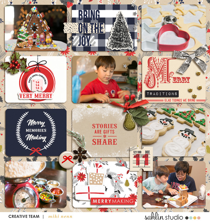 Christmas Bring on the Joy digital scrapbooking layout using December collection by Sahlin Studio
