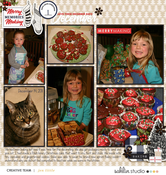 Christmas Bake digital scrapbooking layout using December collection by Sahlin Studio
