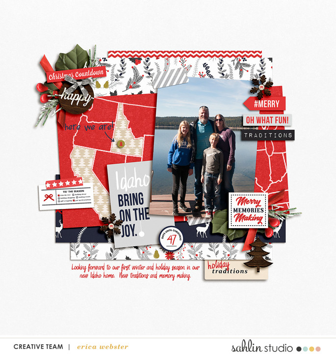 Christmas Countdown Moving Bring on the Joy digital scrapbooking layout using December collection by Sahlin Studio