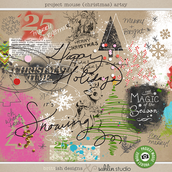 Project Mouse (Christmas): Artsy by Britt-ish Designs and Sahlin Studio - Perfect for your digital scrapbooking, Mixed Media , Journals or Disney Project Mouse albums!!