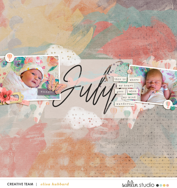 digital scrapbooking page using 4x6 Monthly Cards No.1 