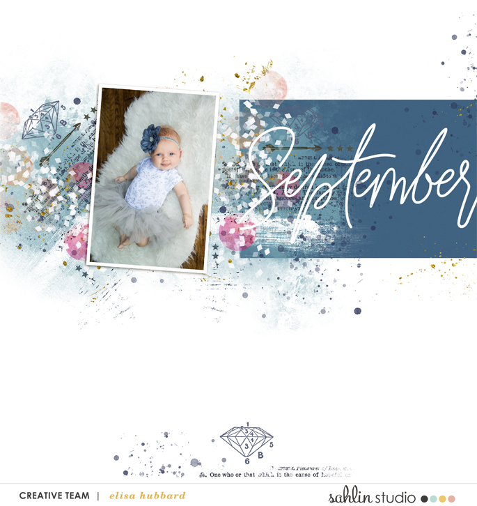 digital scrapbooking page using 4x6 Monthly Cards No.1 