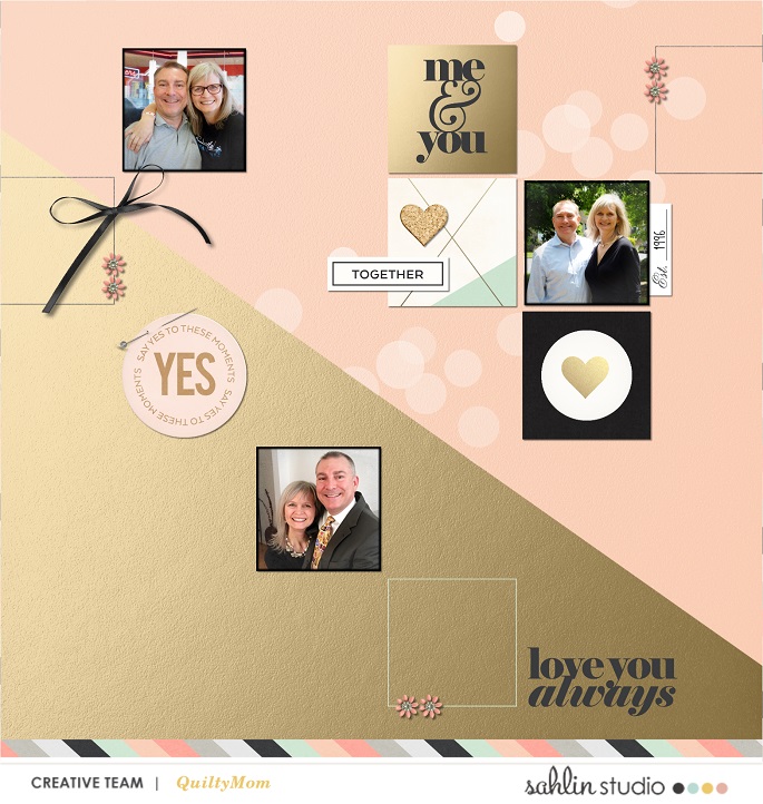 digital scrapbook layout created by quiltymom featuring the February 2018 FREE Template by Sahlin Studio