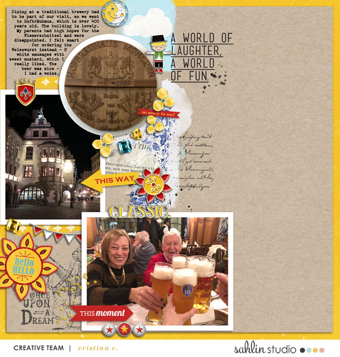 Disney Small World digital project life page using Project Mouse (Fantasy): Enamel PIns and Artsy by Britt-ish Designs and Sahlin Studio 