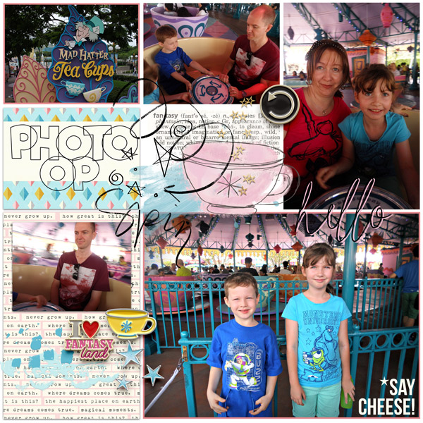 Disney Tea Cup digital project life page using Project Mouse (Fantasy): Enamel PIns and Artsy by Britt-ish Designs and Sahlin Studio
