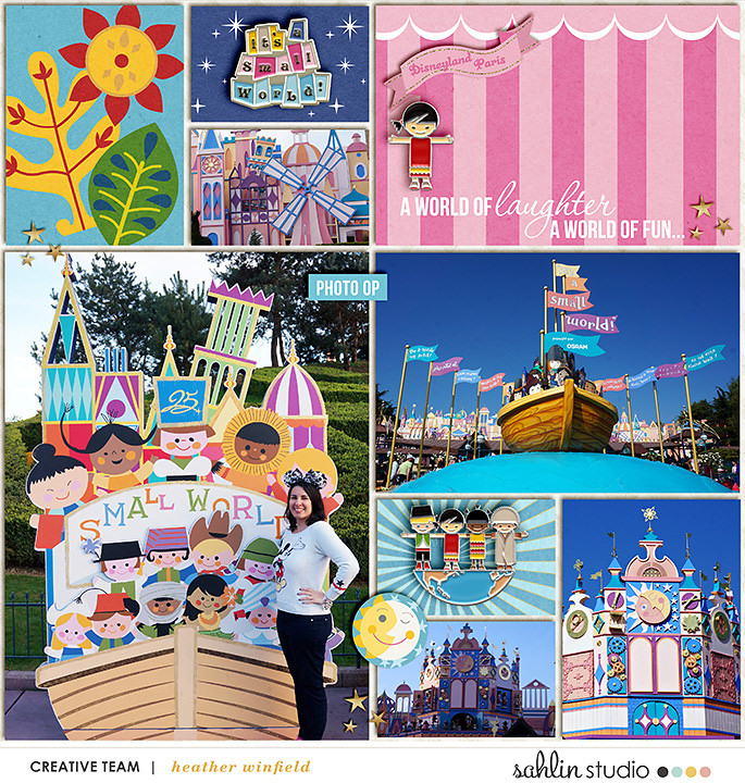 Disney Small World digital project life page using Project Mouse (Fantasy): Enamel PIns and Artsy by Britt-ish Designs and Sahlin Studio 