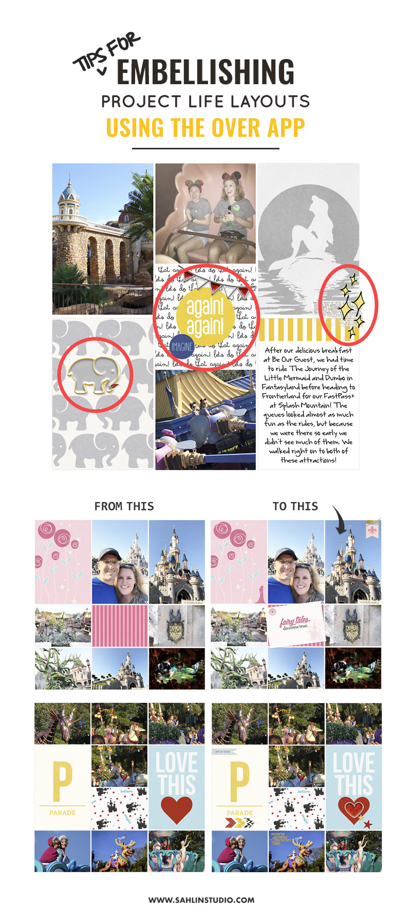 Tips For Embellishing Project Life Layouts Using the Over App