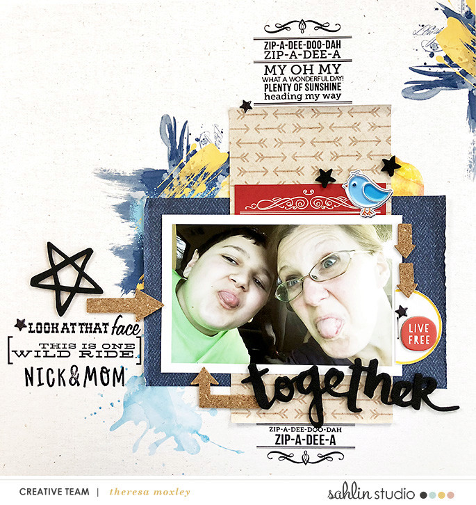 Together hybrid scrapbooking page using Project Mouse (Frontier): Enamel Pins & Artsy by Britt-ish Designs and Sahlin Studio
