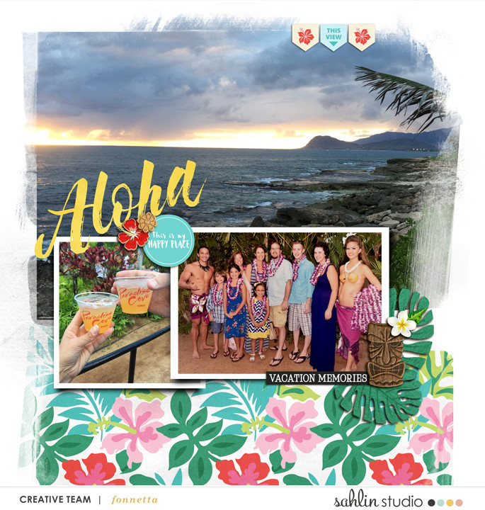 Aloha digital scrapbooking page using Project Mouse (Paradise) by Britt-ish Designs and Sahlin Studio