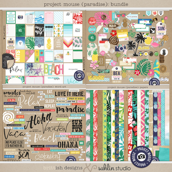 Project Mouse (Paradise): Journal Cards by Britt-ish Designs and Sahlin Studio - Perfect for your Project Life / Project Mouse albums for documenting your Hawaii, Lilo, Moana cruise or vacation scrapbooking pages.