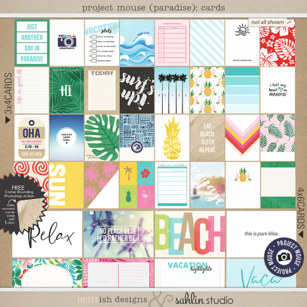 Project Mouse (Paradise): Journal Cards by Britt-ish Designs and Sahlin Studio - Perfect for your Project Life / Project Mouse albums for documenting your Hawaii, cruise or vacation scrapbooking pages.