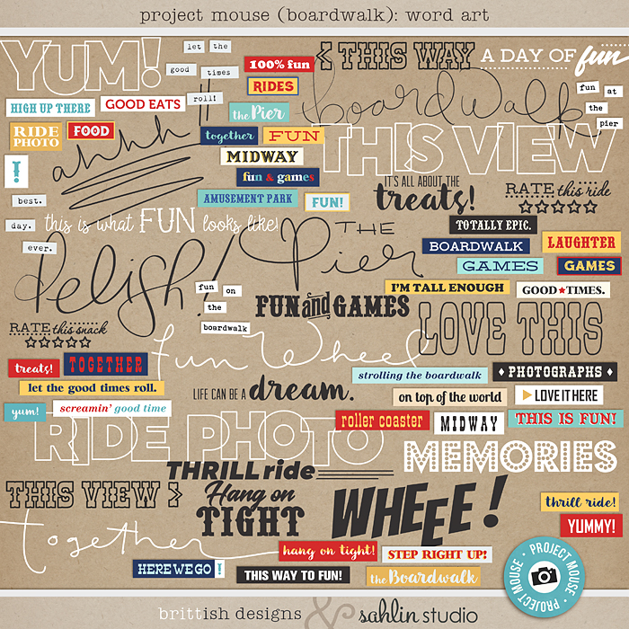 Project Mouse (Boardwalk): Word Art by Britt-ish Designs and Sahlin Studio - Perfect for documenting your Project Life and Disney albums!!
