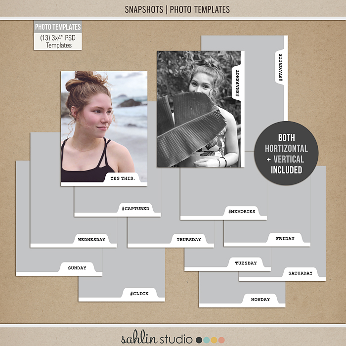 Snapshots | Photo Templates by Sahlin Studio - Perfect for your Project Life albums or 3x4" photo spots.