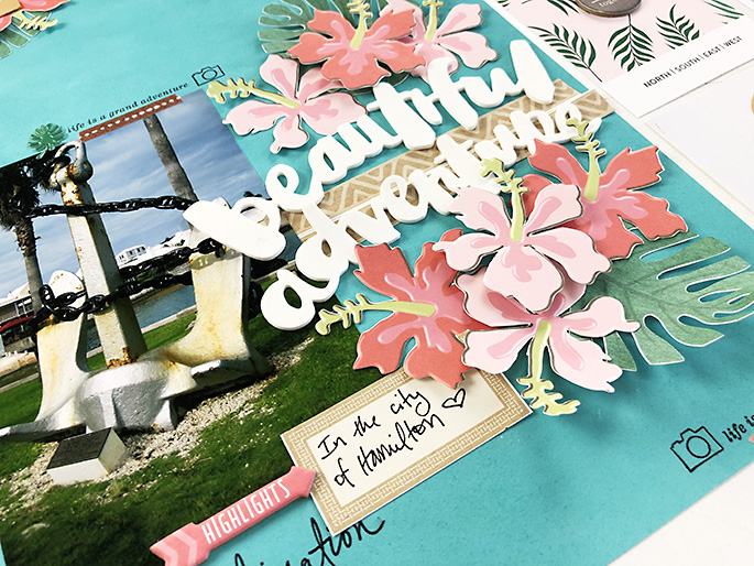 Sahlin Studio Creative Team Theresa Moxley | Bermuda Honeymoon Album Creating Hybrid Embellishments
