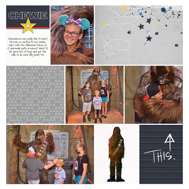 Disney Star Wars Chewie digital scrapbooking page using Project Mouse (Tomorrow): Enamel Pins & Artsy by Britt-ish Designs and Sahlin Studio