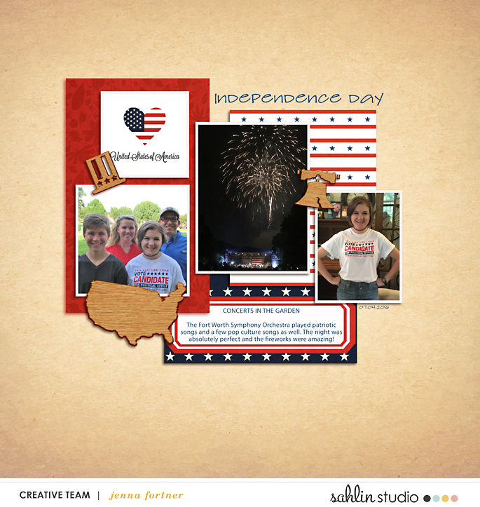 digital scrapbooking layout created by Jenna featuring July 2018 FREE Template by Sahlin Studio