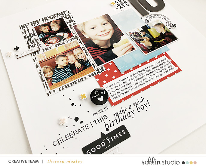 hybrid scrapbooking layout created by Theresa Moxley featuring July 2018 FREE Template by Sahlin Studio