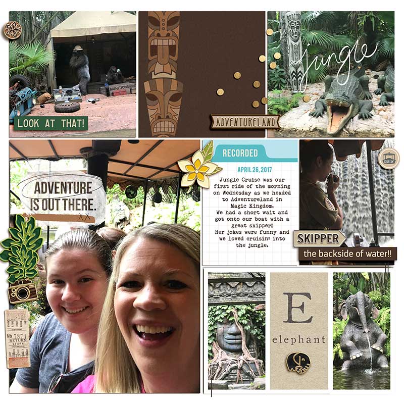 Disney Adventureland Jungle Cruise Project Life page using Project Mouse (Adventure): Artsy & Pins by Britt-ish Designs and Sahlin Studio