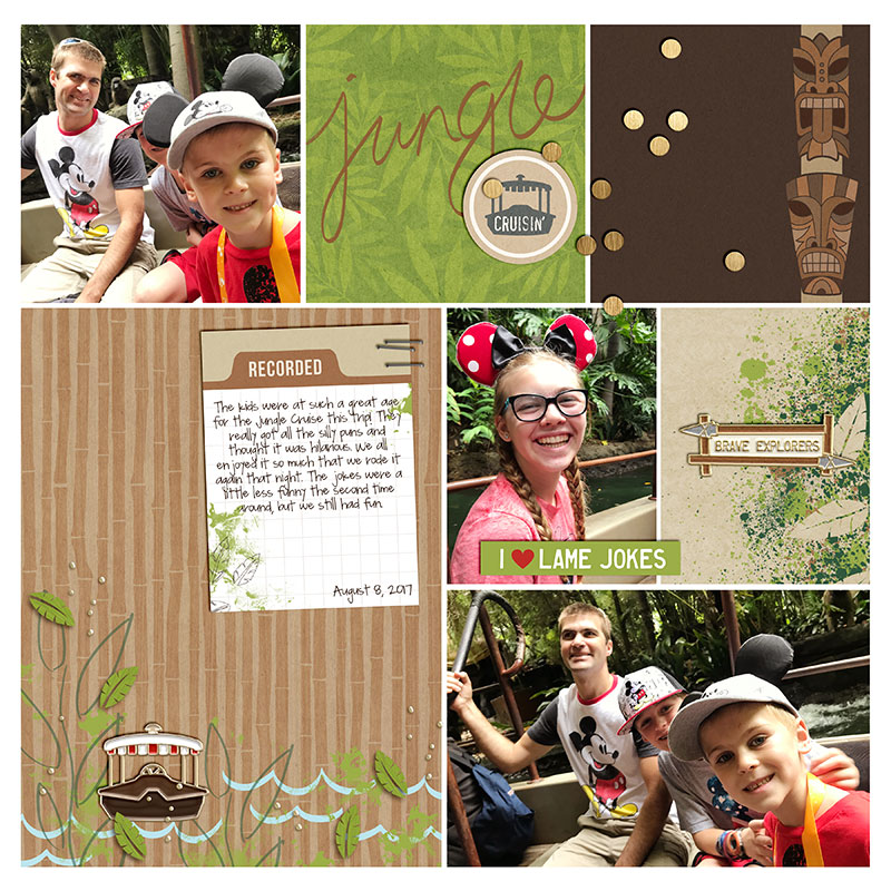 Jungle Cruise Disney Adventureland Project Life page using Project Mouse (Adventure): Artsy & Pins by Britt-ish Designs and Sahlin Studio